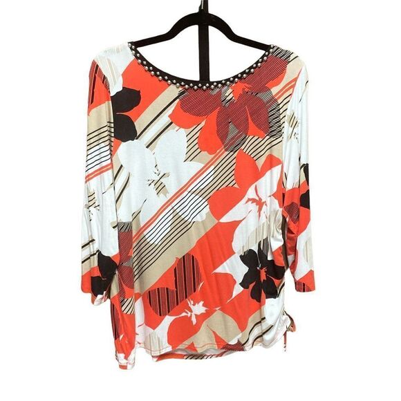 Ruby Rd Multi 3:4 Sleeve Tunic Top Size Large - Picture 1 of 5
